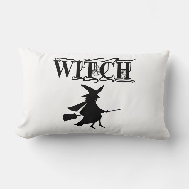 Black Wicked Flying Witch Halloween  Lumbar Cushion (Front)
