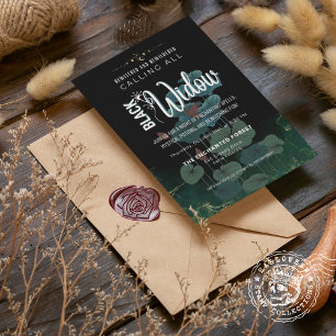 Black Widow Bewitched and Bewildered Lotus Leaf Invitation