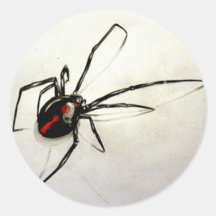 Black widow classic round sticker