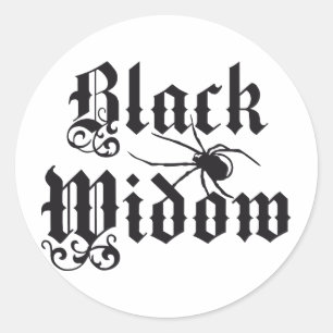 Black widow classic round sticker