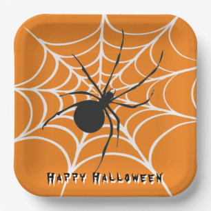 Black Widow on Spider Web Paper Plate