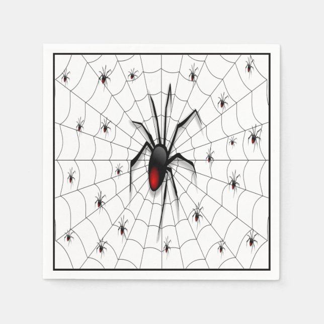Black Widow Spider and Babies - Napkin (Front)