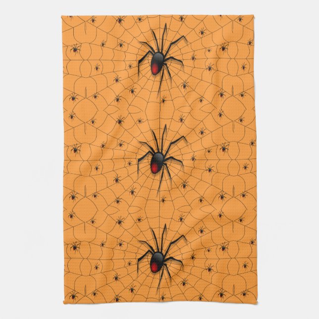 Black Widow Spider and Babies - Tea Towel (Vertical)