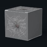 Black Widow Spider And Spiderweb Drawing Art Favour Box<br><div class="desc">Square Shaped Party Favour Gift Box printed with Black Widow Spider And Spiderweb Drawing Art original hand drawn graphic design artwork illustration by TheFabricSeal print on demand shop at Zazzle.com #ZazzleMade ©️Original. https://www.zazzle.com/store/thefabricseal Celebrate Halloween and Goth any time of the year with our cool looking black coloured with red marking...</div>