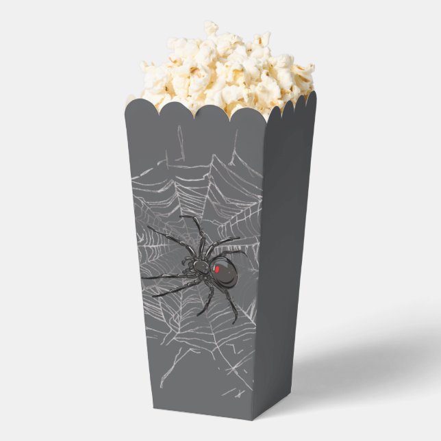 Black Widow Spider And Spiderweb Drawing Art Favour Box (Popped)