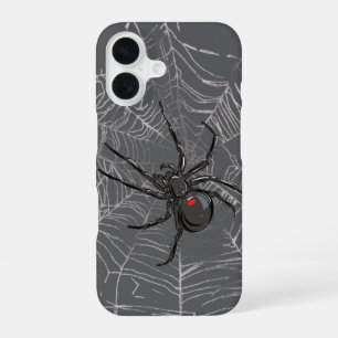 Black Widow Spider And Spiderweb Drawing Art iPhone 16 Case