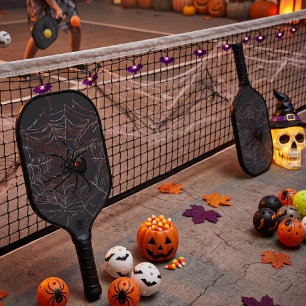 Black Widow Spider And Spiderweb Drawing Art Pickleball Paddle