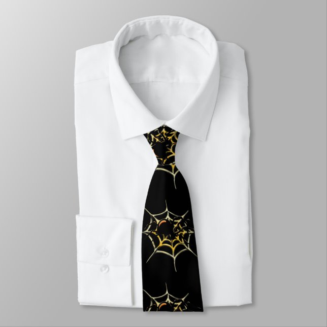 Black Widow Spider And Web Tie (Tied)