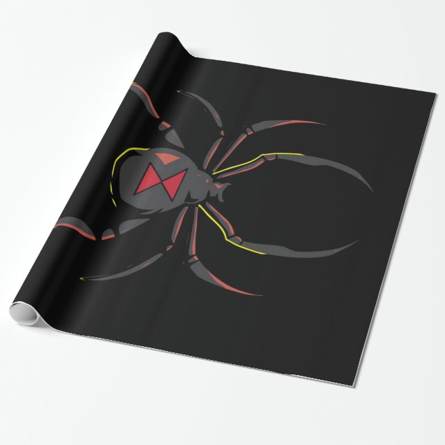 Black Widow Spider Gift | Spider Lovers Wrapping Paper (Unrolled)