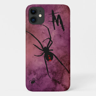 Black Widow Spider Gothic Halloween Monogram iPhone 11 Case