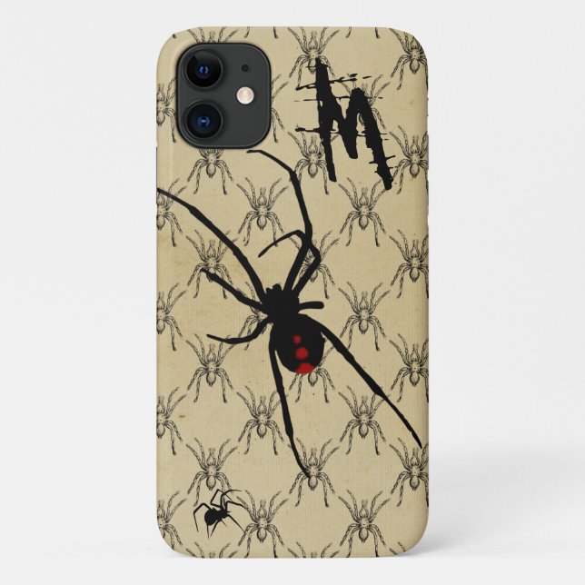 Black Widow Spider Gothic Halloween Monogram Case-Mate iPhone Case (Back)