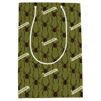 Black Widow Spider Halloween Pixel Art Pattern Medium Gift Bag
