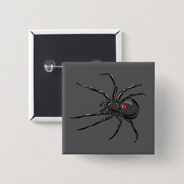 Black Widow Spider Original Drawing Art 15 Cm Square Badge (Front & Back)