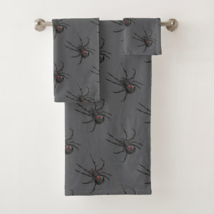 Black Widow Spider Original Drawing Art  Bath Towel Set