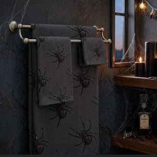 Black Widow Spider Original Drawing Art Bath Towel Set