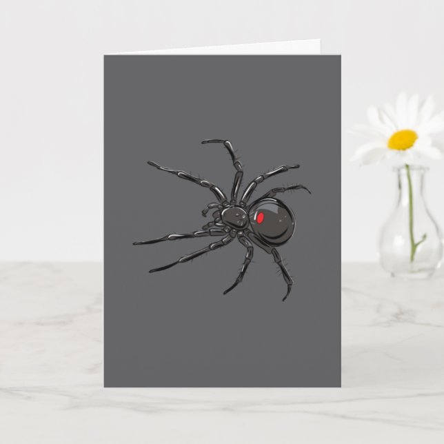 Black Widow Spider Original Drawing Art  Card (Small Plant)
