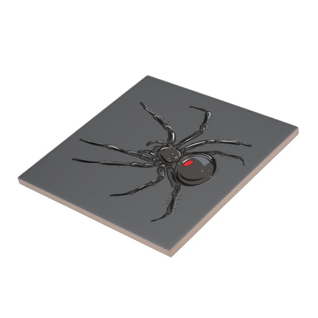 Black Widow Spider Original Drawing Art  Ceramic Tile (Side)