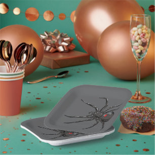 Black Widow Spider Original Drawing Art  Paper Plate