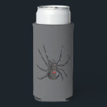 Black Widow Spider Original Drawing Art  Seltzer Can Cooler<br><div class="desc">Seltzer Can Cooler Koozie Sleeve printed with Black Widow Spider Original Drawing Art hand drawn graphic design artwork illustration by TheFabricSeal print on demand shop at Zazzle.com #ZazzleMade ©️Original. https://www.zazzle.com/store/thefabricseal Celebrate Halloween and Goth any time of the year with our cool looking black coloured with red marking widow species spider...</div>
