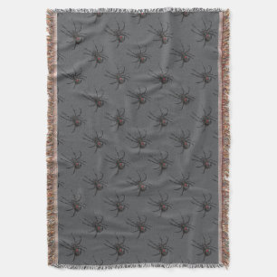 Black Widow Spider Original Drawing Art  Throw Blanket