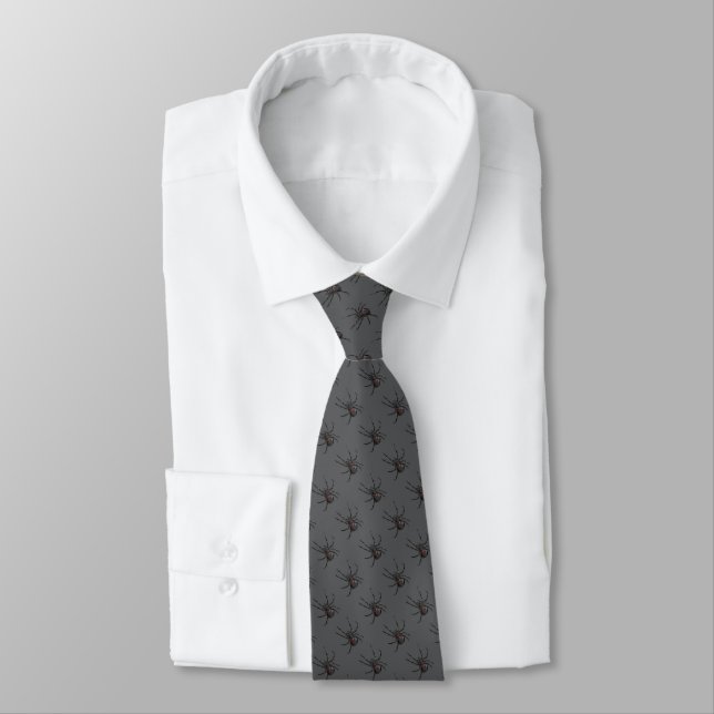 Black Widow Spider Original Drawing Art Tie (Tied)