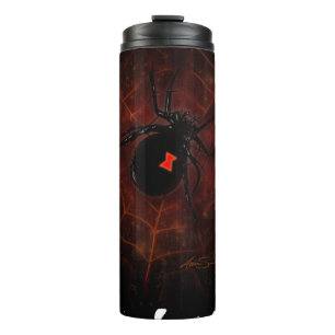 Black Widow Spider Paint Splatter Web Gothic Edge Thermal Tumbler