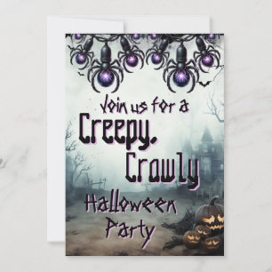 Black Widow Spider Rhyming Halloween Party Invitation