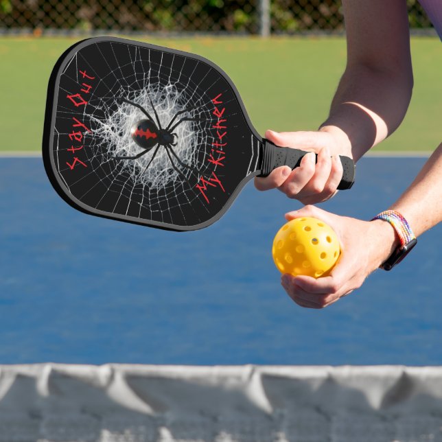 Black Widow Spider-Stay Out My Kitchen Pickleball Paddle (Insitu)