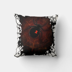 Black Widow Spider Web Gothic Aesthetic Spooky Cushion