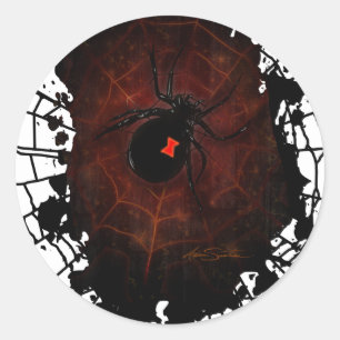 Black Widow Spider Web Gothic Dark Edgy Classic Round Sticker