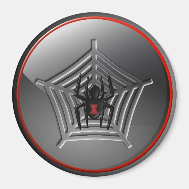Black Widow Spider Web Halloween Fridge Magnet (Front)