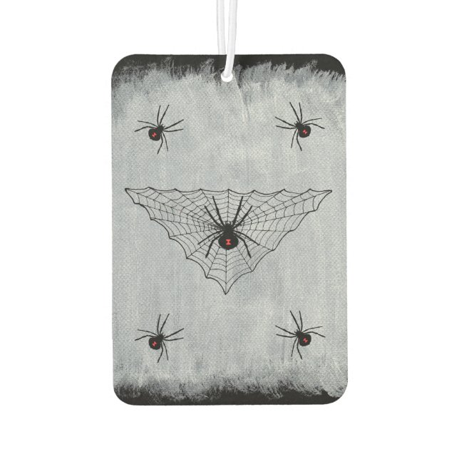 Black Widow Spider Web Halloween Gothic Car Air Freshener (Back)
