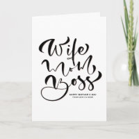 Black Wife Mum Boss Calligraphy Mother's Day