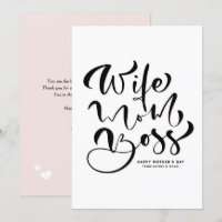 Black Wife Mum Boss Calligraphy Mother's Day