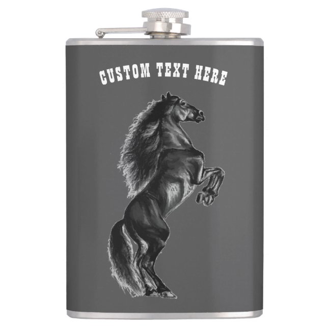 Black Wild Horse Flask Custom Text and Colour (Front)