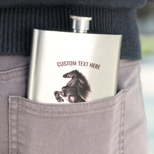Black Wild Horse Flask with Custom Text