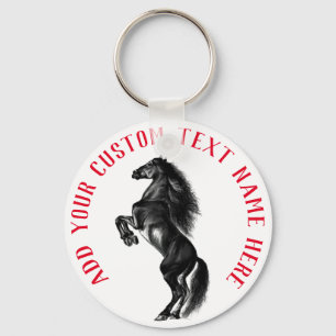 Black Wild Horse Keychain with Custom Text