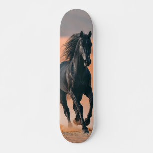 Black Wild Horse Running Skateboard Deck
