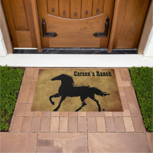 Black, Wild Horse Silhouette, Custom Doormat