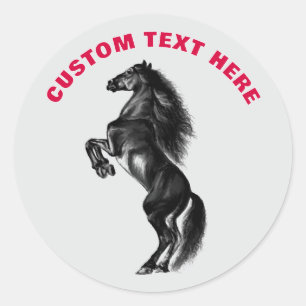 Black Wild Horse Sticker Custom Text and Colour
