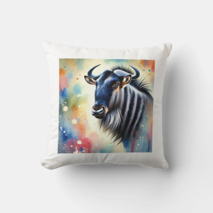 Black Wildebeest 110724AREF116 - Watercolor Cushion