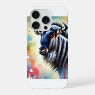 Black Wildebeest 110724AREF116 - Watercolor iPhone 15 Pro Case