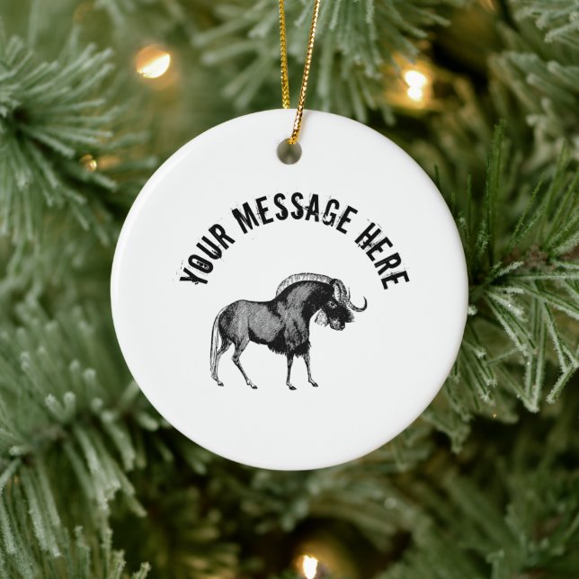 Black Wildebeest Simple Illustration Classic Ceramic Ornament (Tree)