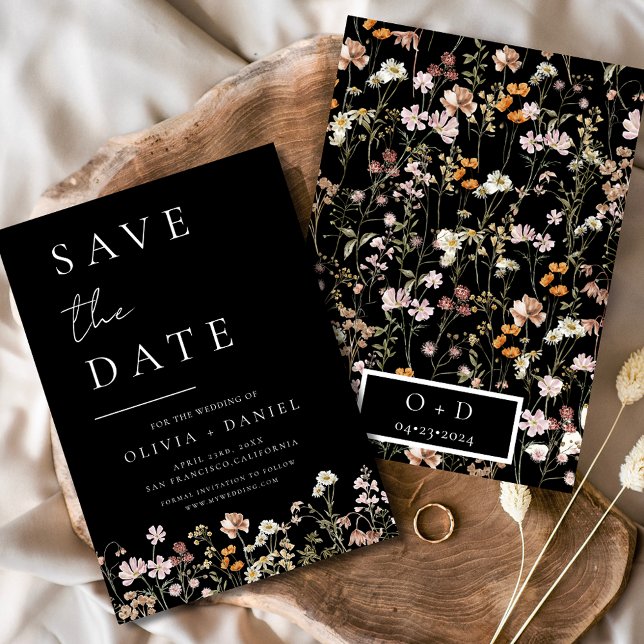 Black Wildflower Boho Save the Date (Creator Uploaded)