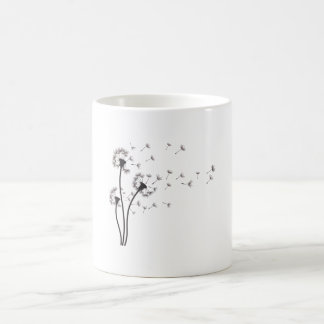 Black Wildflower Dandelion Coffee Mug