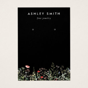 Black Wildflower Meadow Earring Display Card