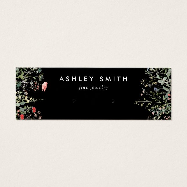 Black Wildflower Meadow Earring Display Card (Front)