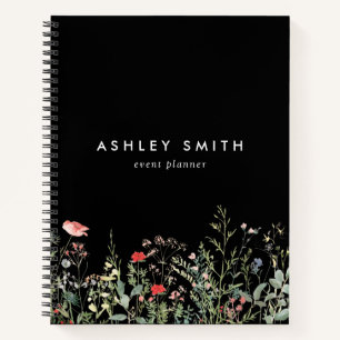 Black Wildflower Meadow Notebook