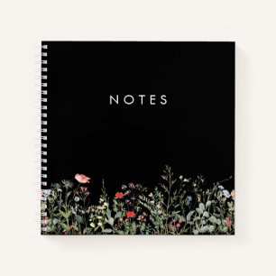Black Wildflower Meadow Notebook