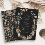 Black Wildflower Wedding Invitation<br><div class="desc">Black Wildflower Wedding Invitation. This stylish & elegant wedding invitation features gorgeous hand-painted watercolor wildflowers arranged as a lovely wreath with a lovely pattern on the back. Find matching items in the Black Boho Wildflower Wedding Collection.</div>